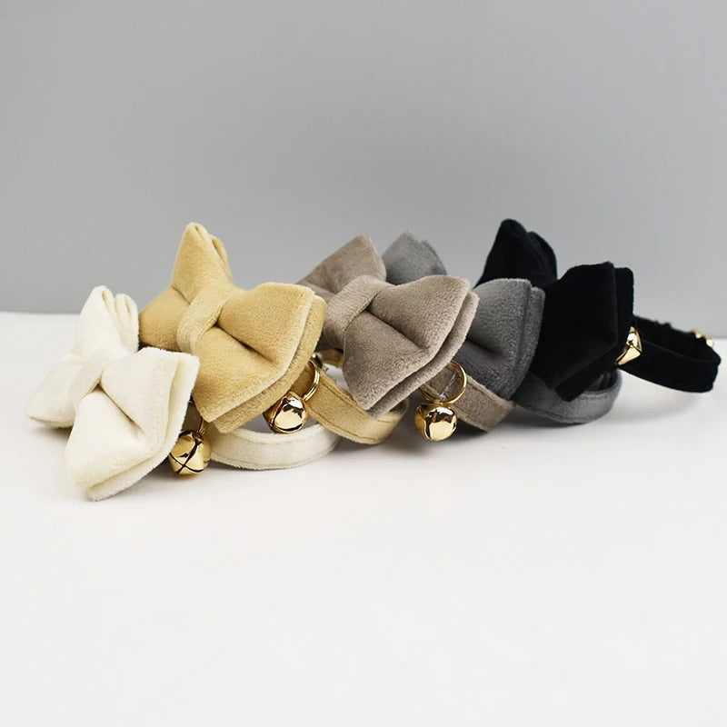 Stylish Bow Charm Collar Elegant Pet Collar for Dogs & Cats